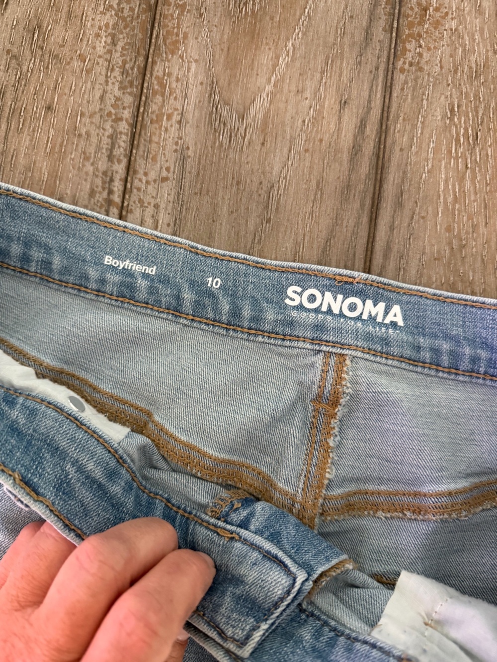 SONOMA Light Blue Women’s Boyfriend Jeans with Playful Patches - Picture 4 of 10